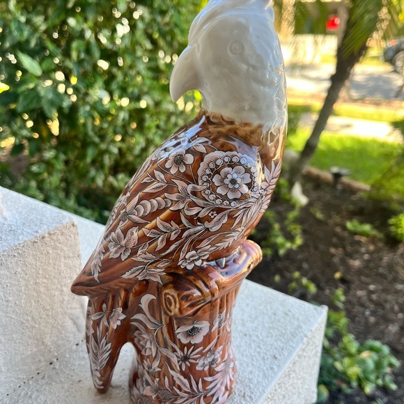 Anthropologie Avian Vase Lovebird Bird Floral Brown